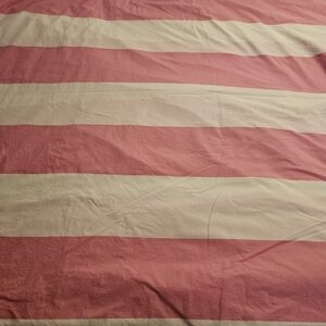 Pottery Barn Kids Striped Pink and White Twin Duvet Cover Witg Matching Sham